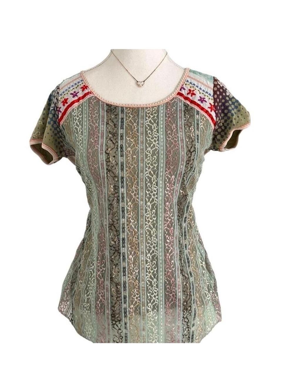 Edista Boho Cottage Fairyindie core cotton lace full length short sleeve Medium